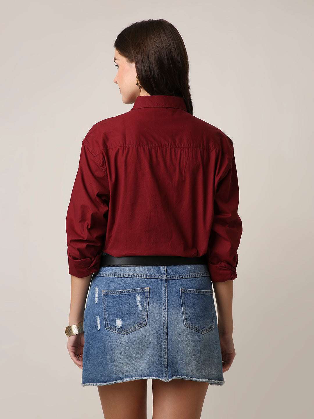Classic Maroon Oversized Cotton Shirt