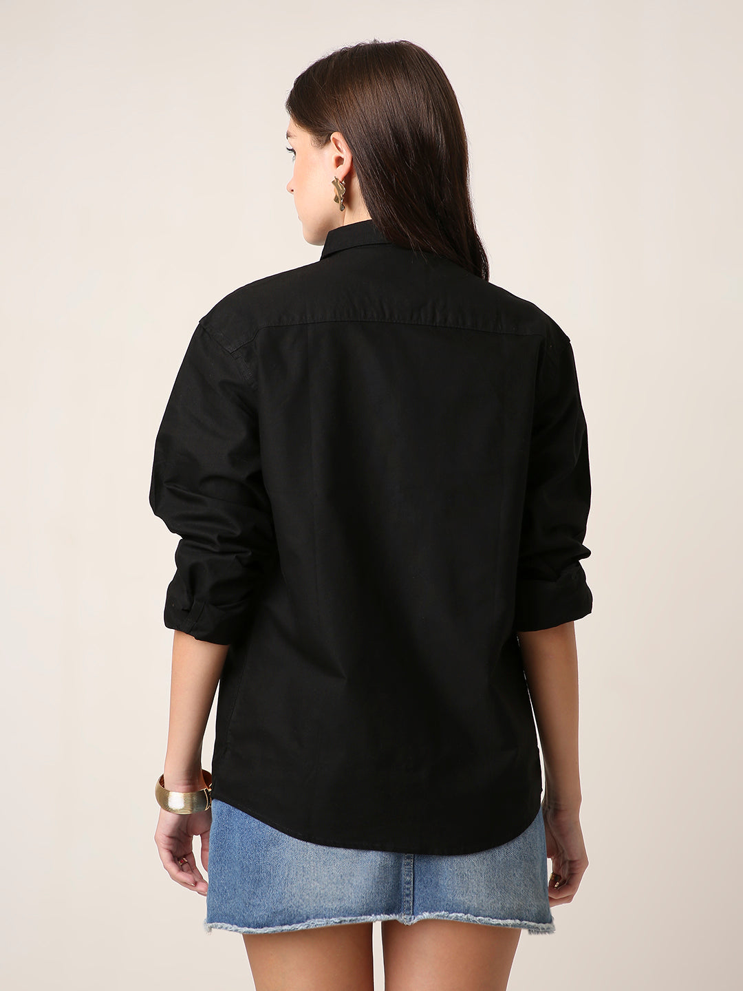 Black Oversized Oxford Cotton Shirt