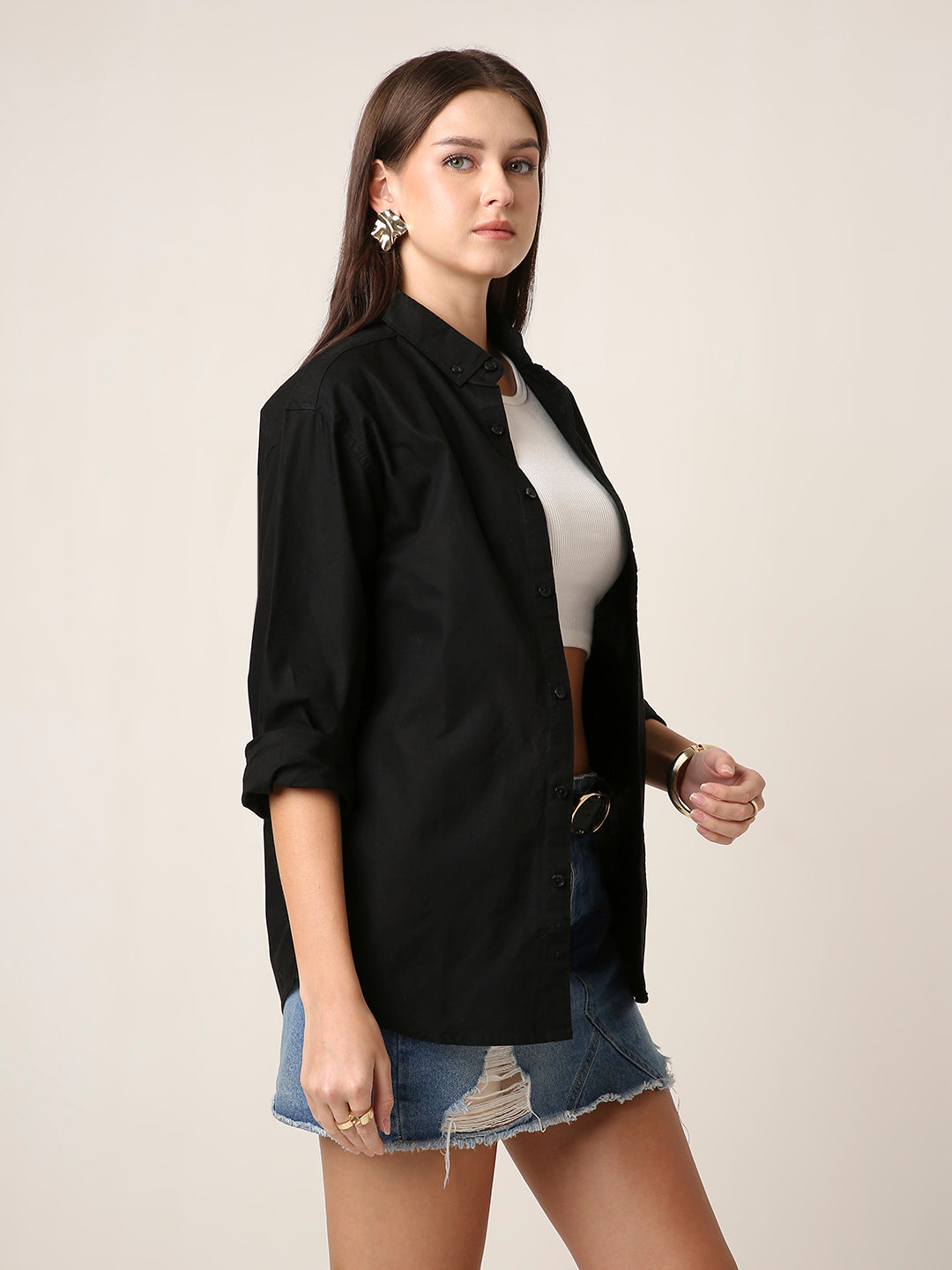 Classic black Oversized Cotton Shirt
