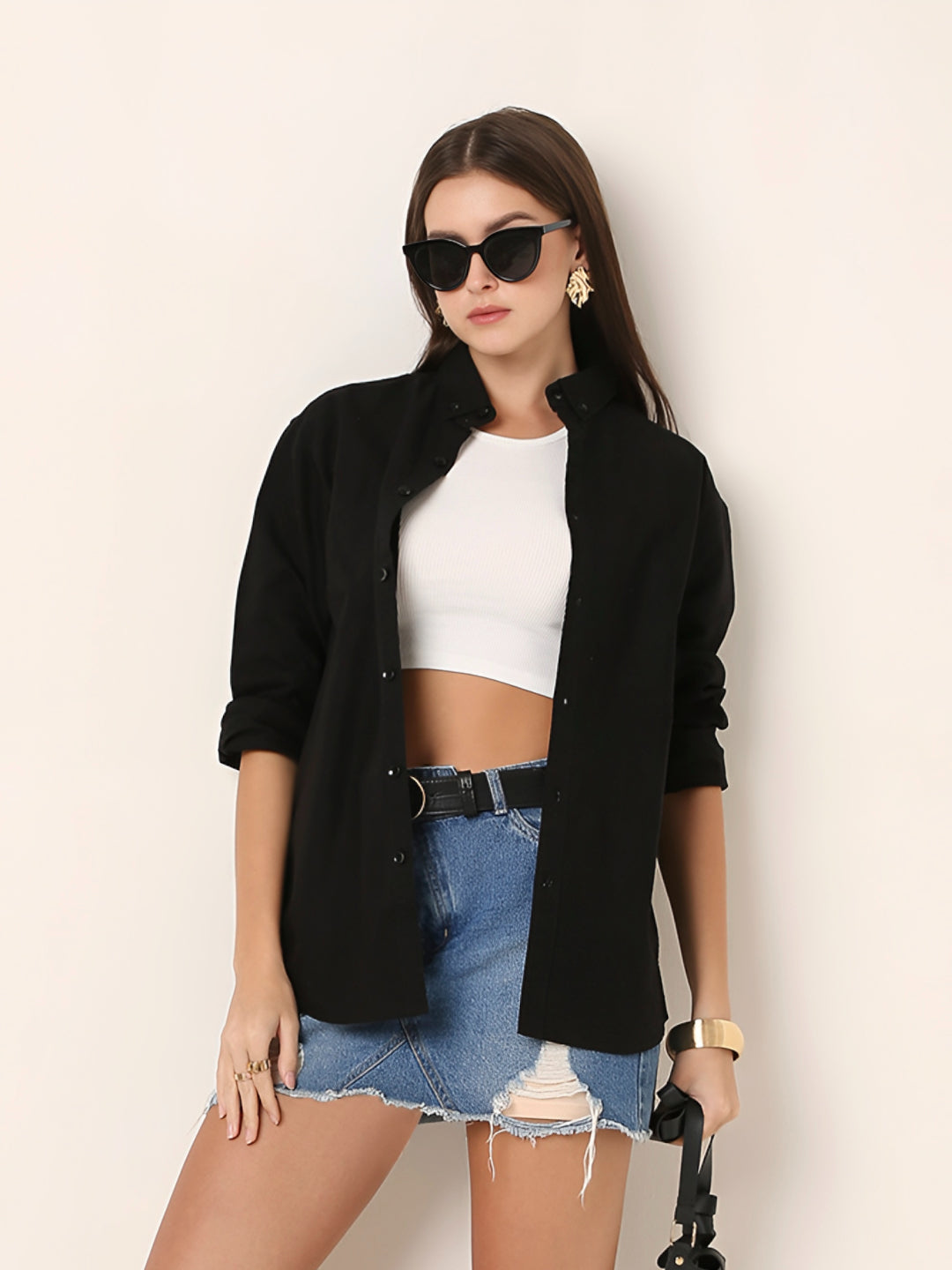 Classic black Oversized Cotton Shirt