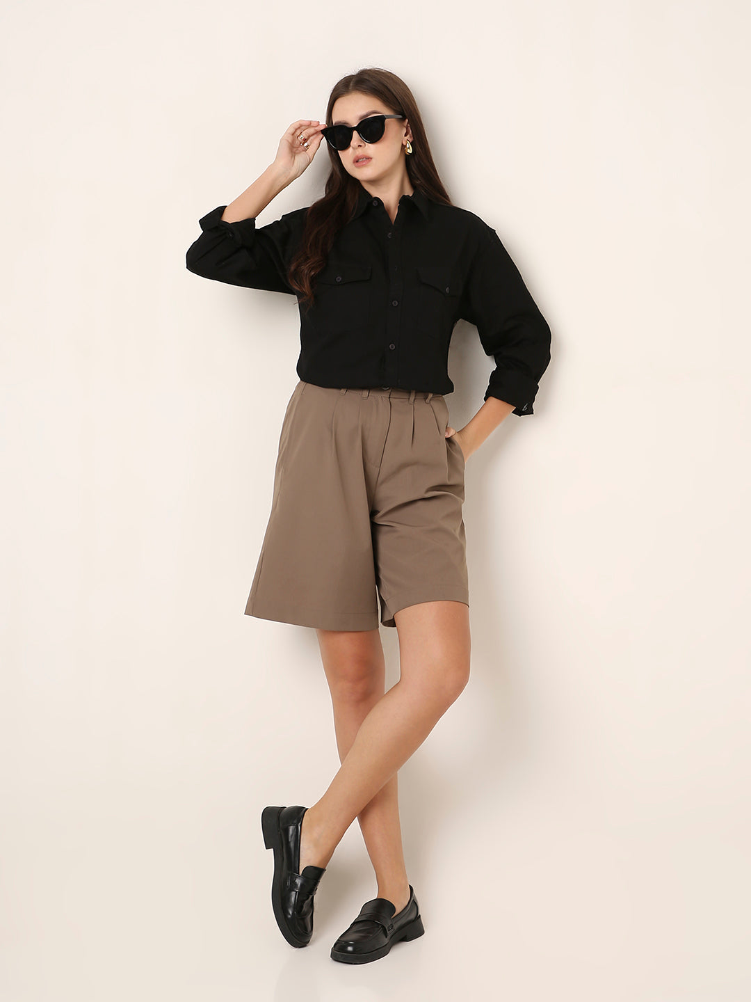 Black Utility Pocket Casual Shirt