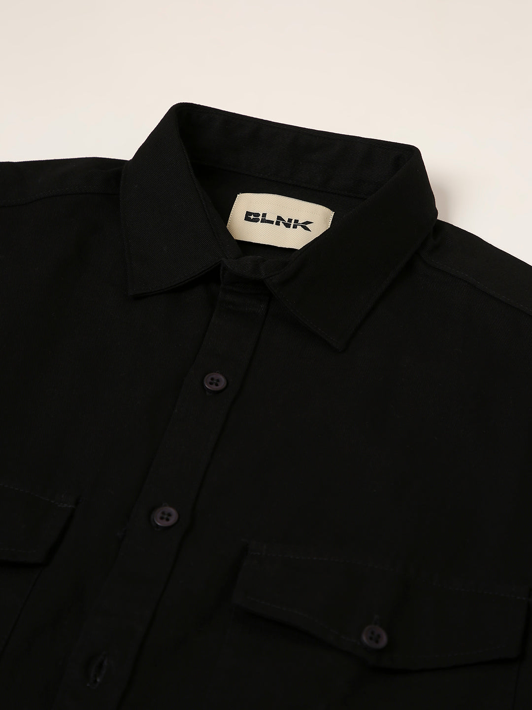 Black Utility Pocket Casual Shirt