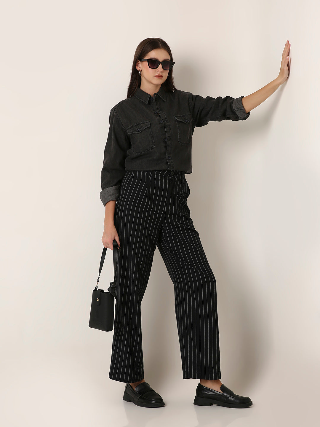Black Wash Denim Utility Shirt