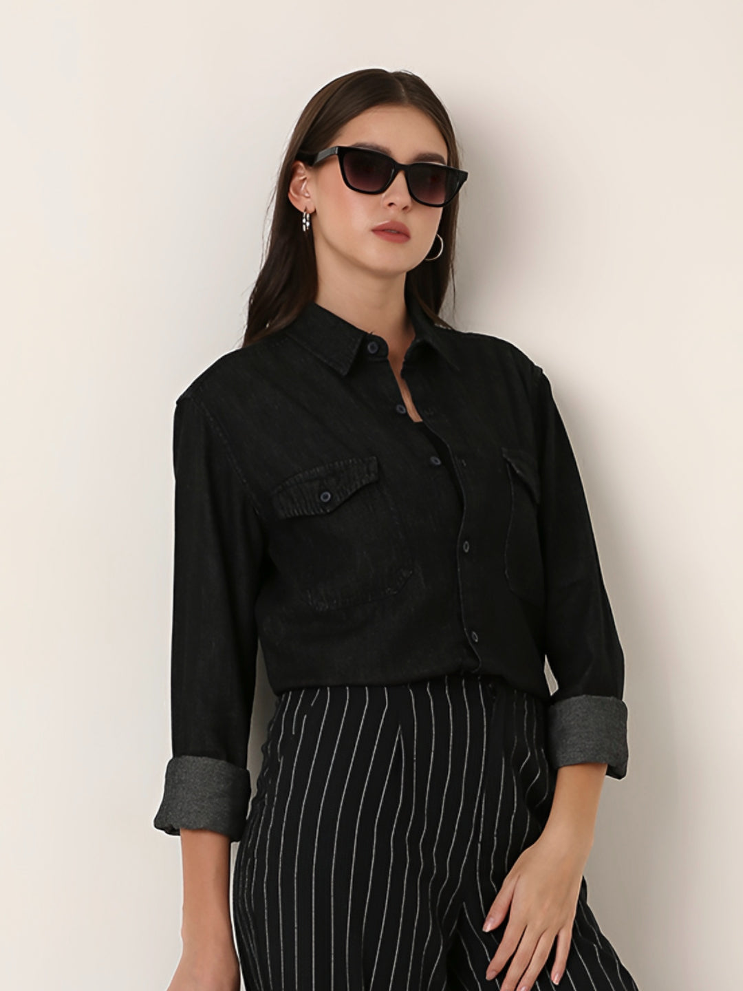 Raw Black Denim Utility Shirt