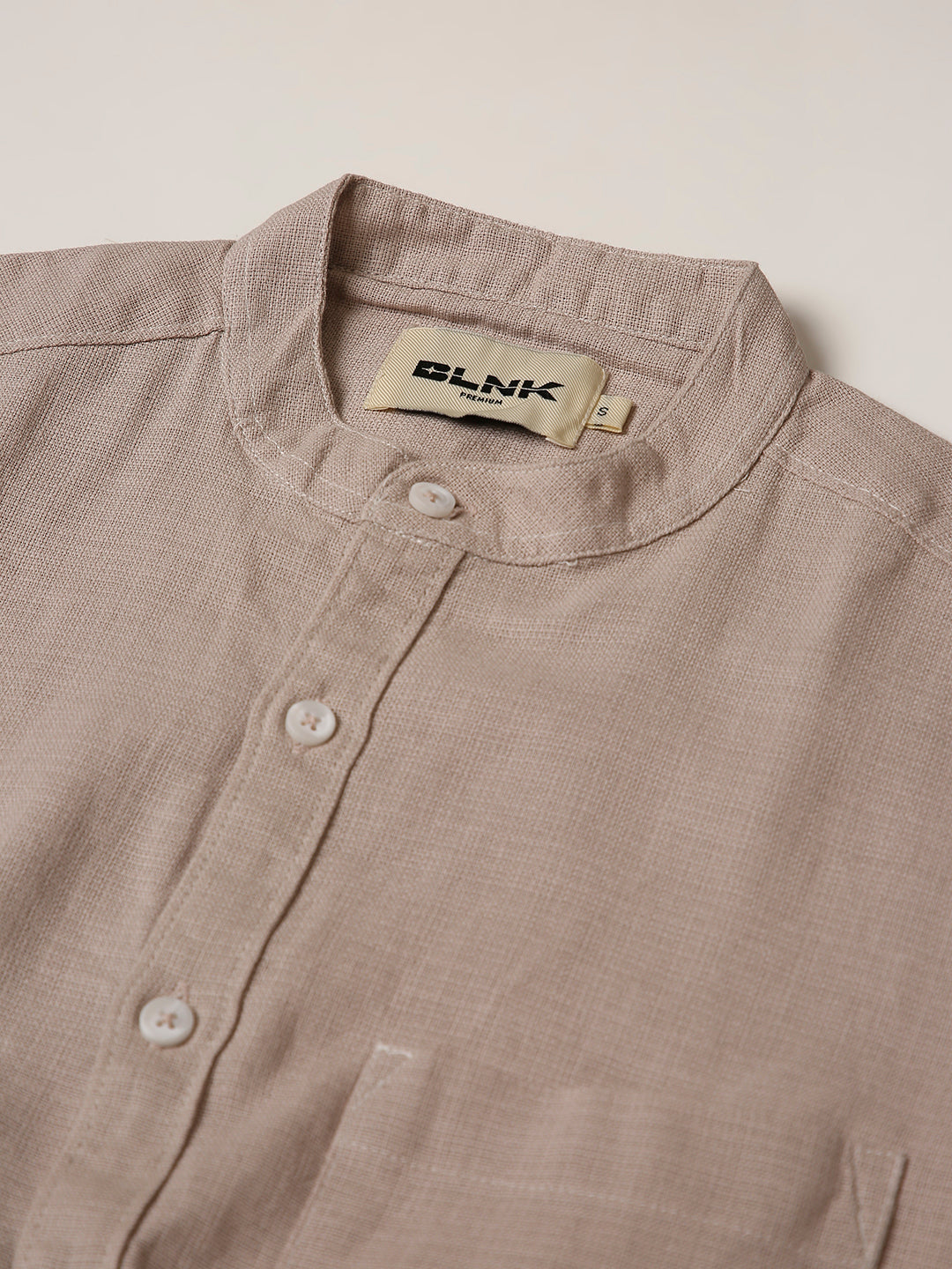 Fawn Textured Mandarin Collar Shirt