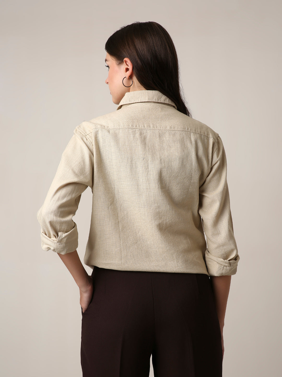 Beige Utility Pocket Layer Shacket