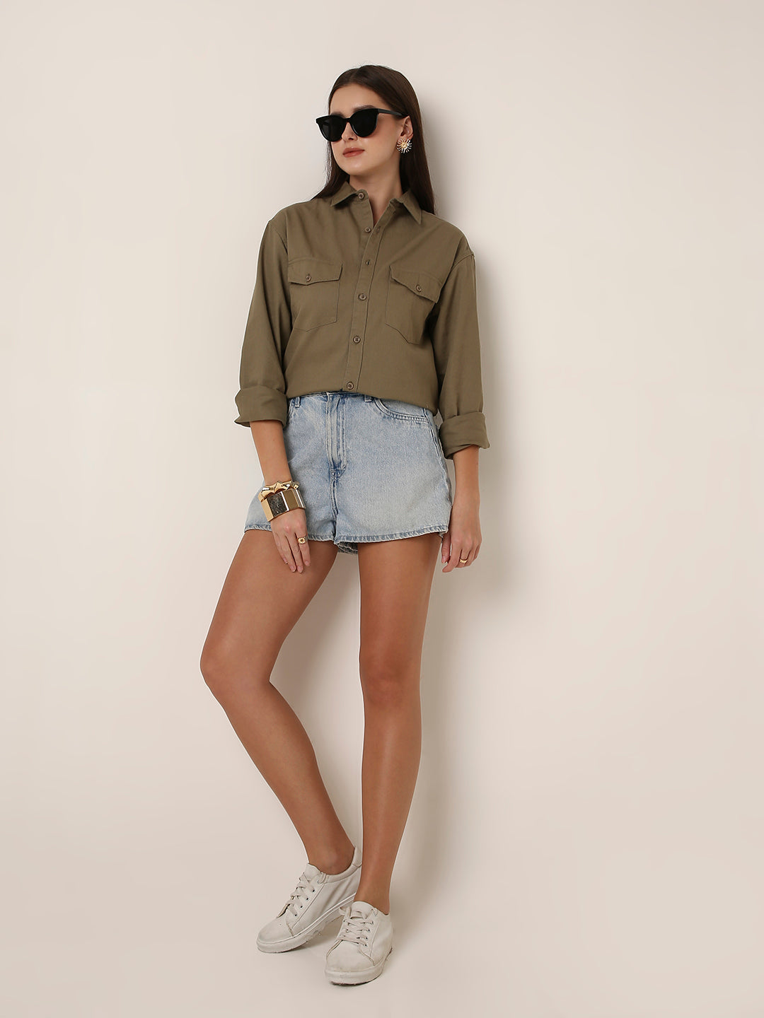 Olive Utility Pocket Casual Shirt