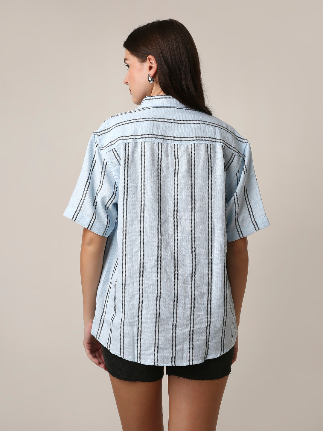 Blue Striped Short Sleeve Casual Shirt