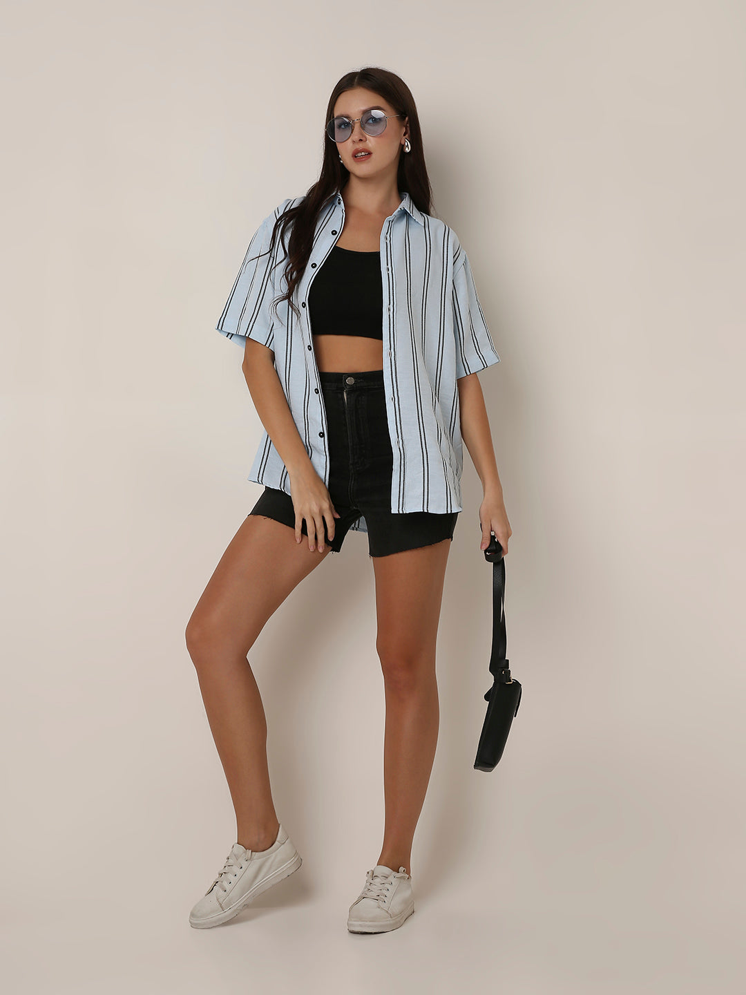 Blue Striped Short Sleeve Casual Shirt