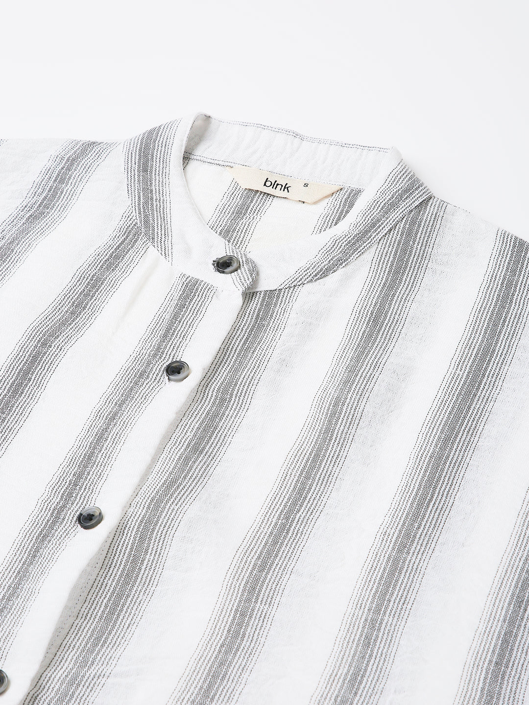 GRAY STRIP A-LINE SHIRT DRESS