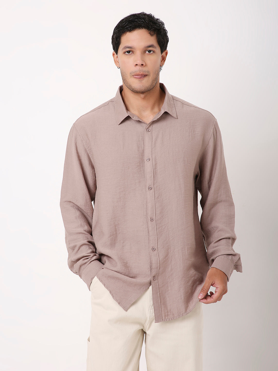 BEIGE PREMIUM LINEN BLEND SHIRT