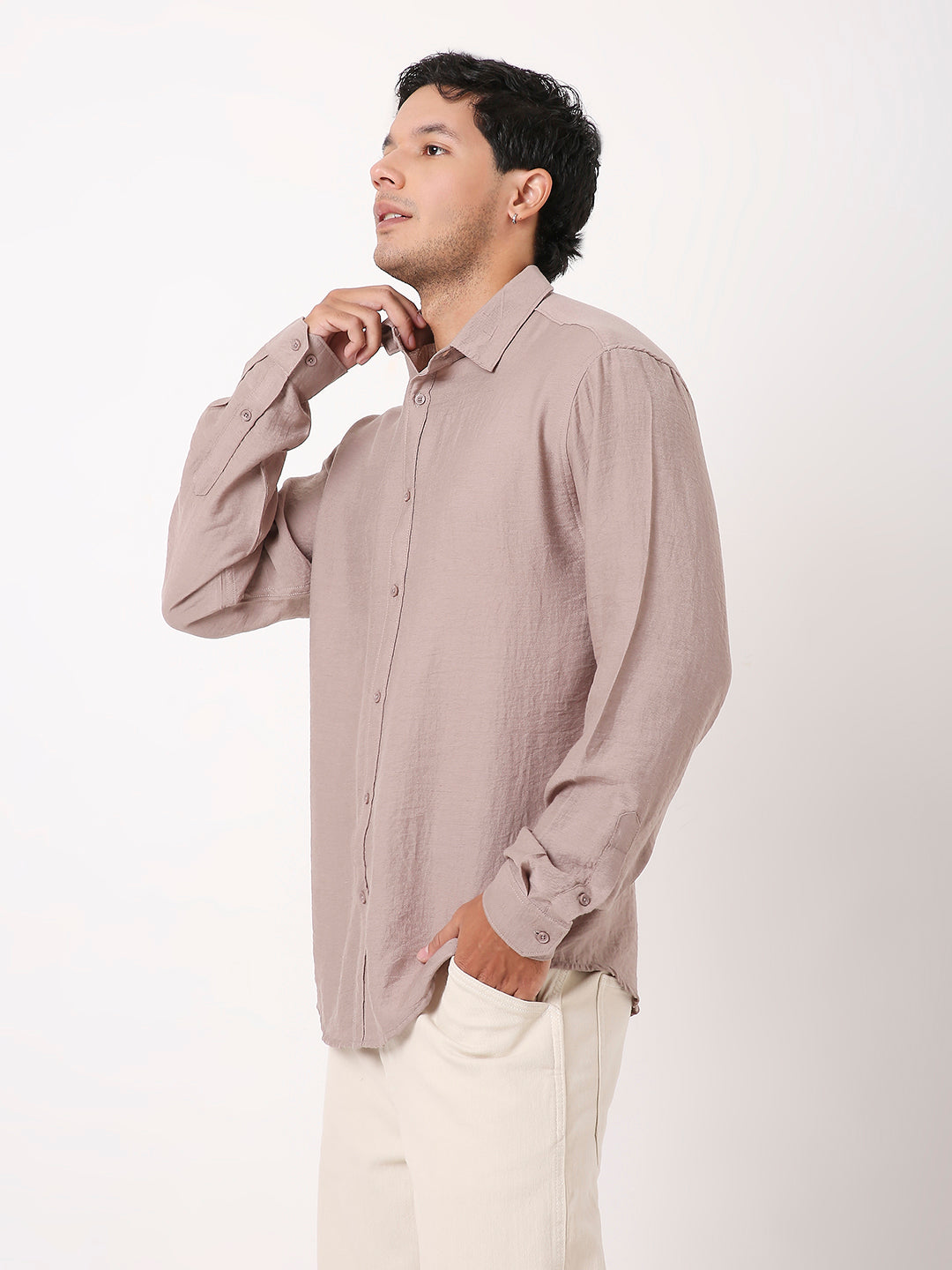 BEIGE PREMIUM LINEN BLEND SHIRT