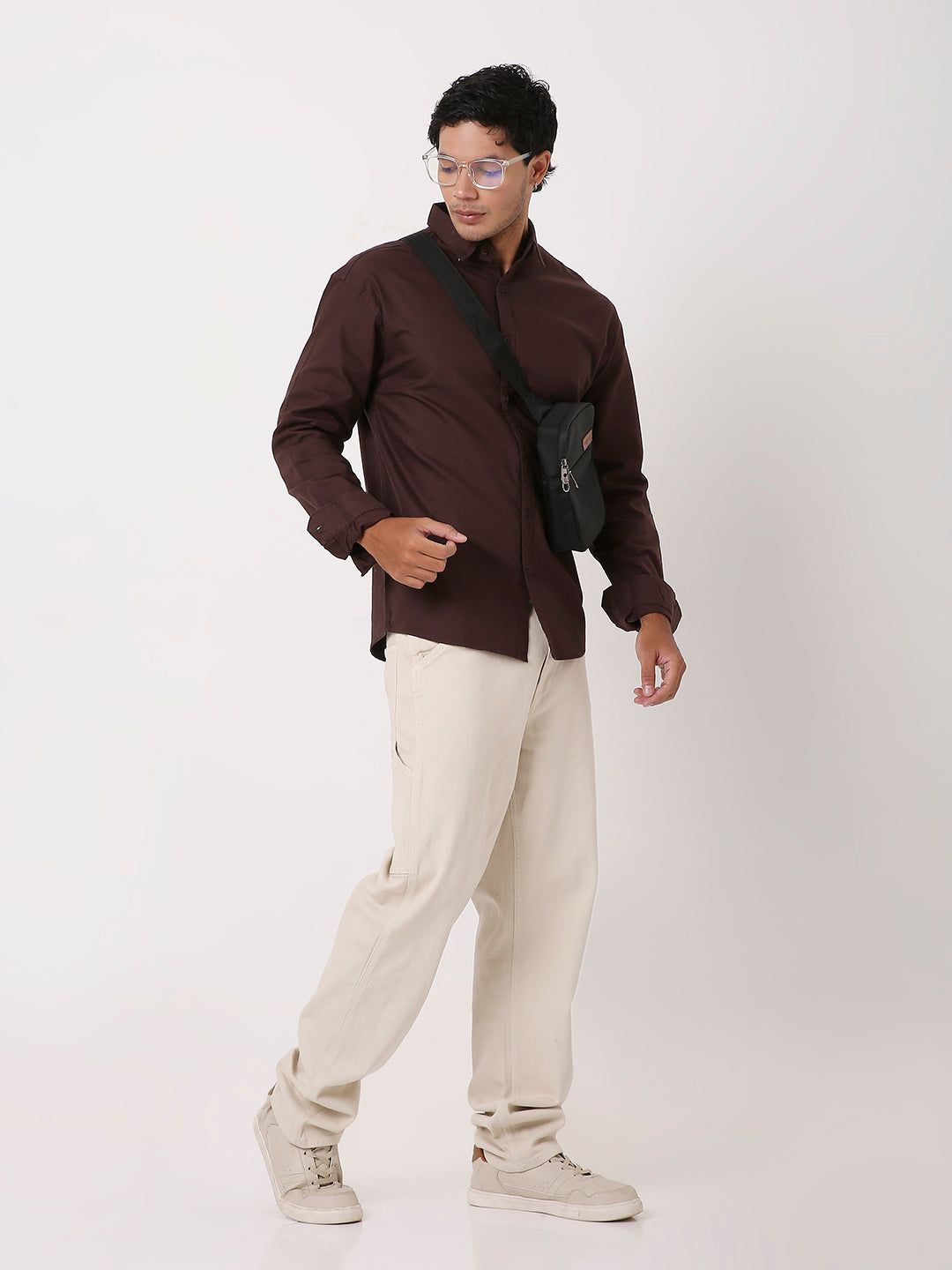 BROWN ESSENTIAL OXFORD SHIRT