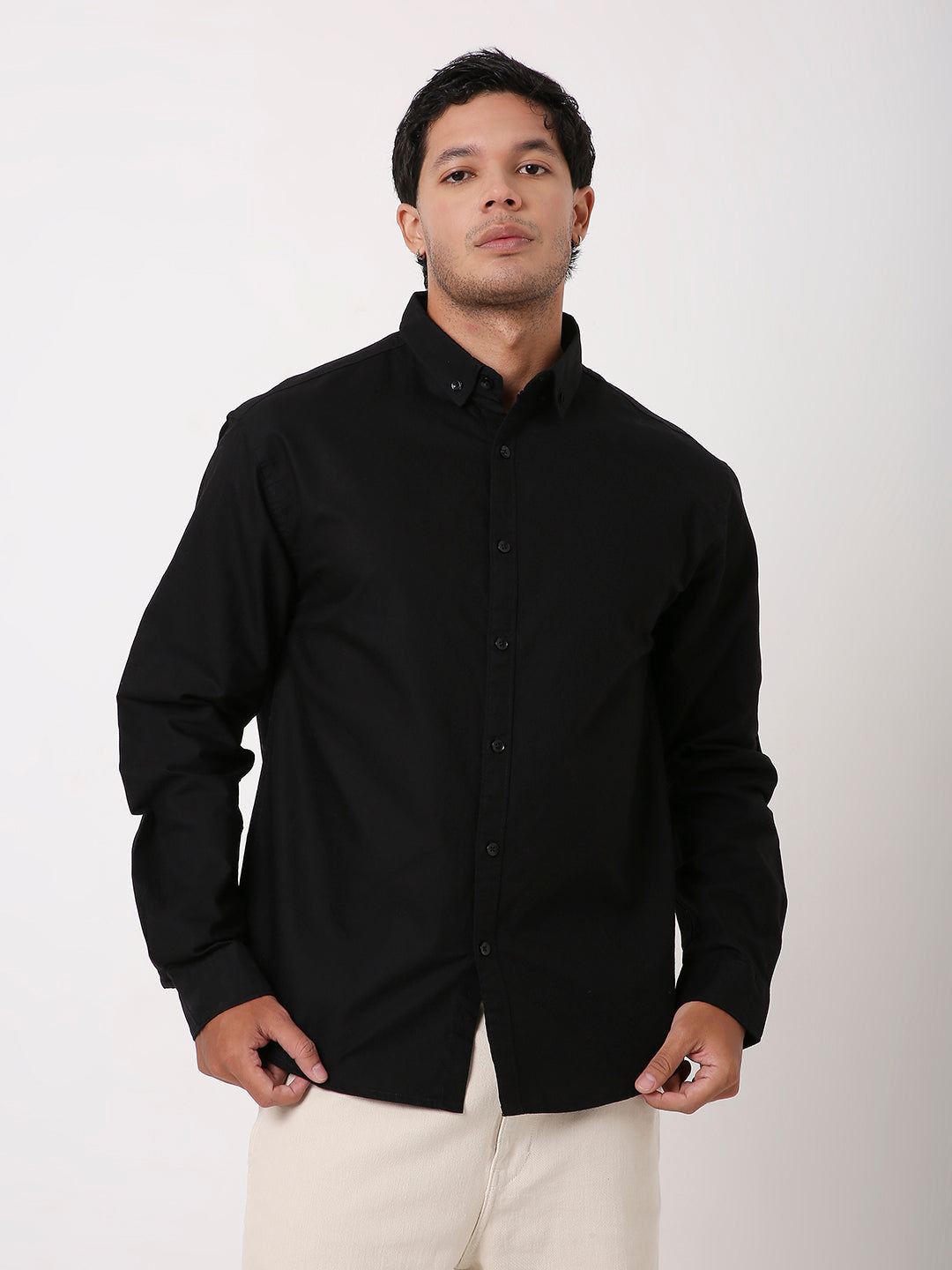 BLACK SIGNATURE TWILL COTTON SHIRT