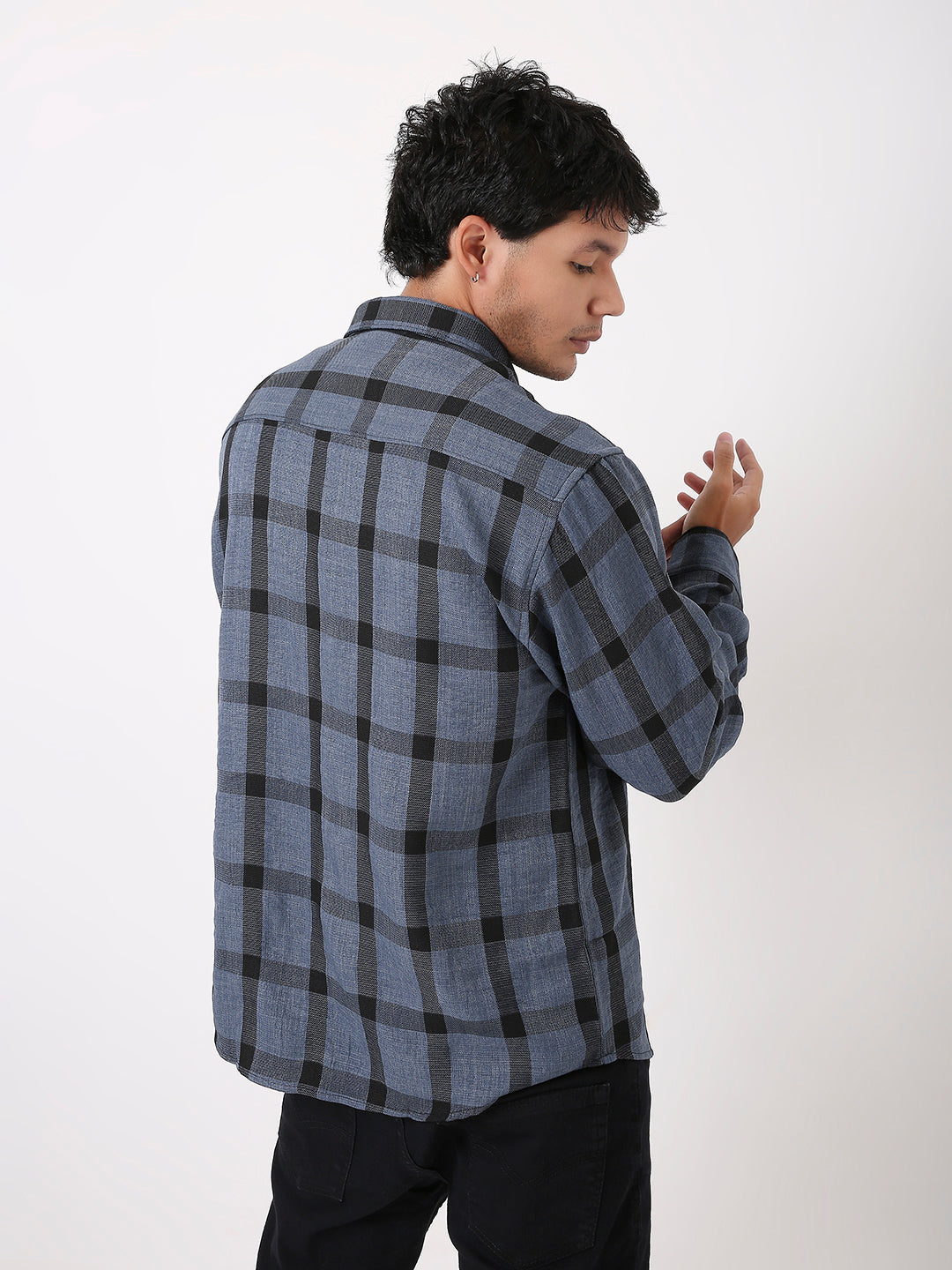 BLUE BASIC CHECKED SHIRT