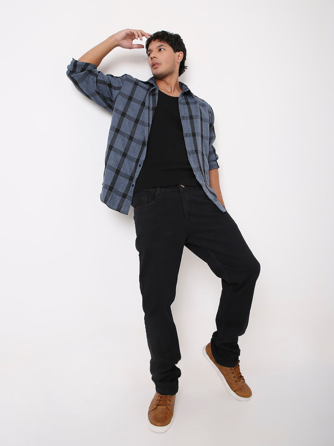 BLUE BASIC CHECKED SHIRT