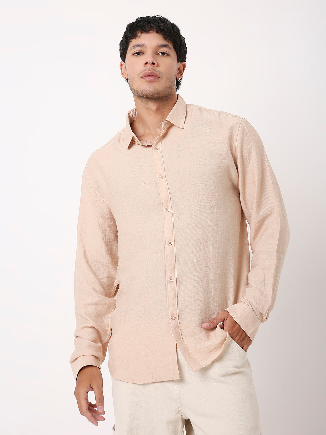 PEACH PERMIUM LINEN BLEND SHIRT