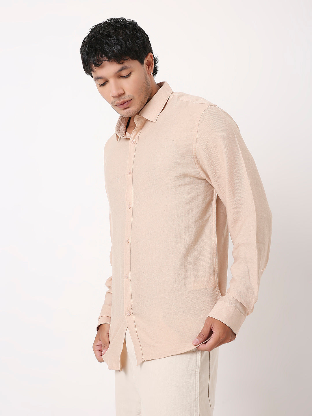 PEACH PERMIUM LINEN BLEND SHIRT
