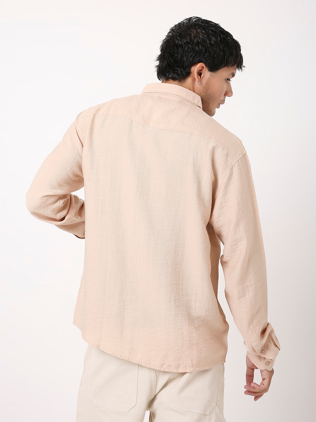 LINEN BLEND LONG SLEEVE CASUAL SHIRT