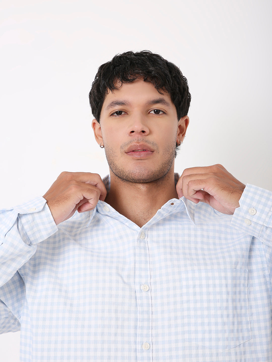 RELAXED FIT CHECKERED COTTON SHIRT