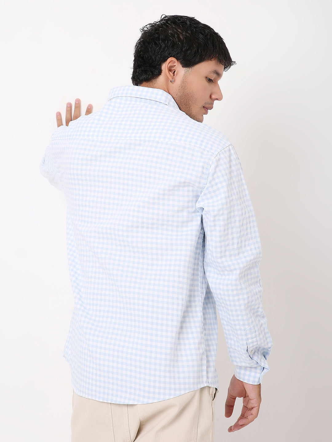BLUE OXFORD GINGHAM COTTON SHIRT