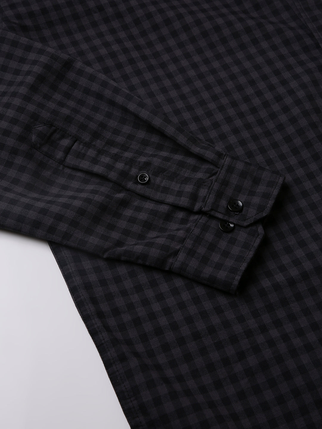 DARK GRAY OXFORD GINGHAM COTTON SHIRT
