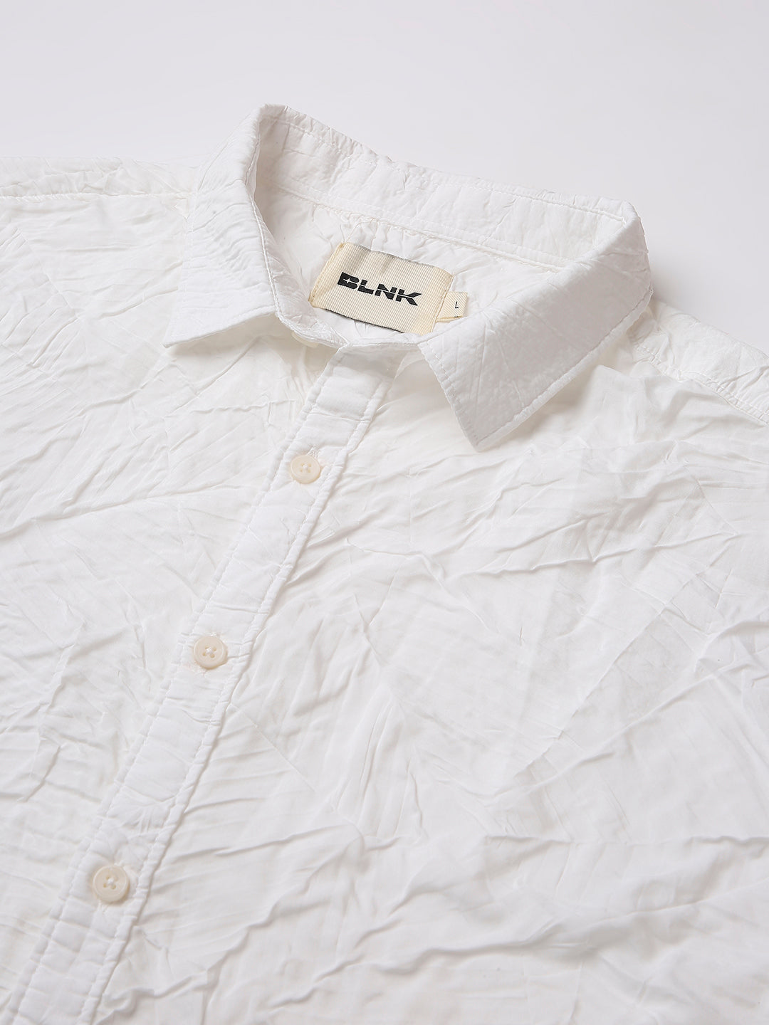 WHITE CRINKLE TEXTURED RELAXED SHIRT