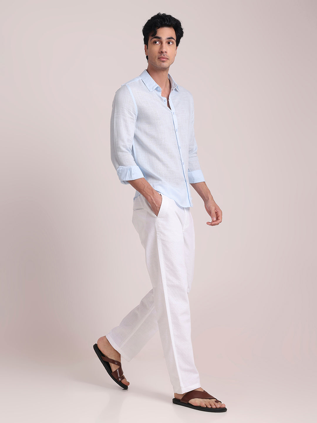 Light Blue Premium Linen Blend Shirt