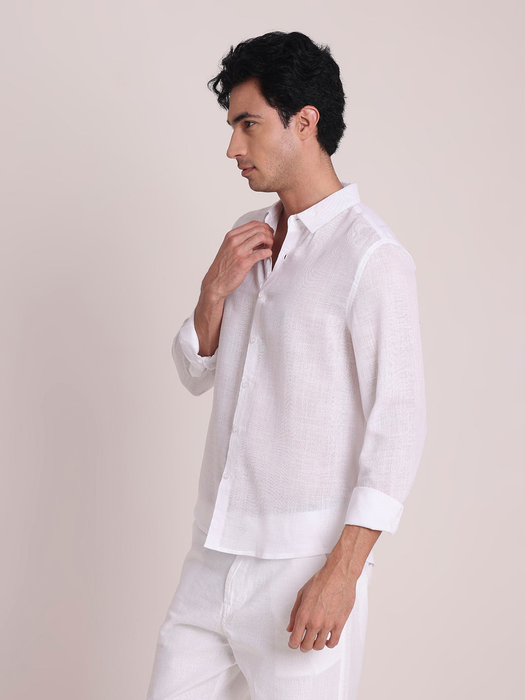 White Premium Linen Blend Shirt