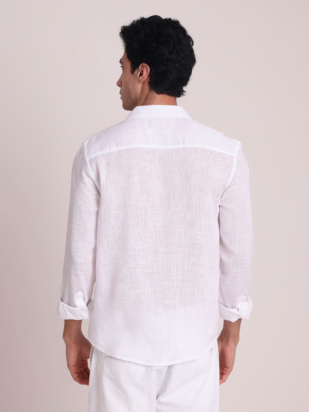 White Premium Linen Blend Shirt