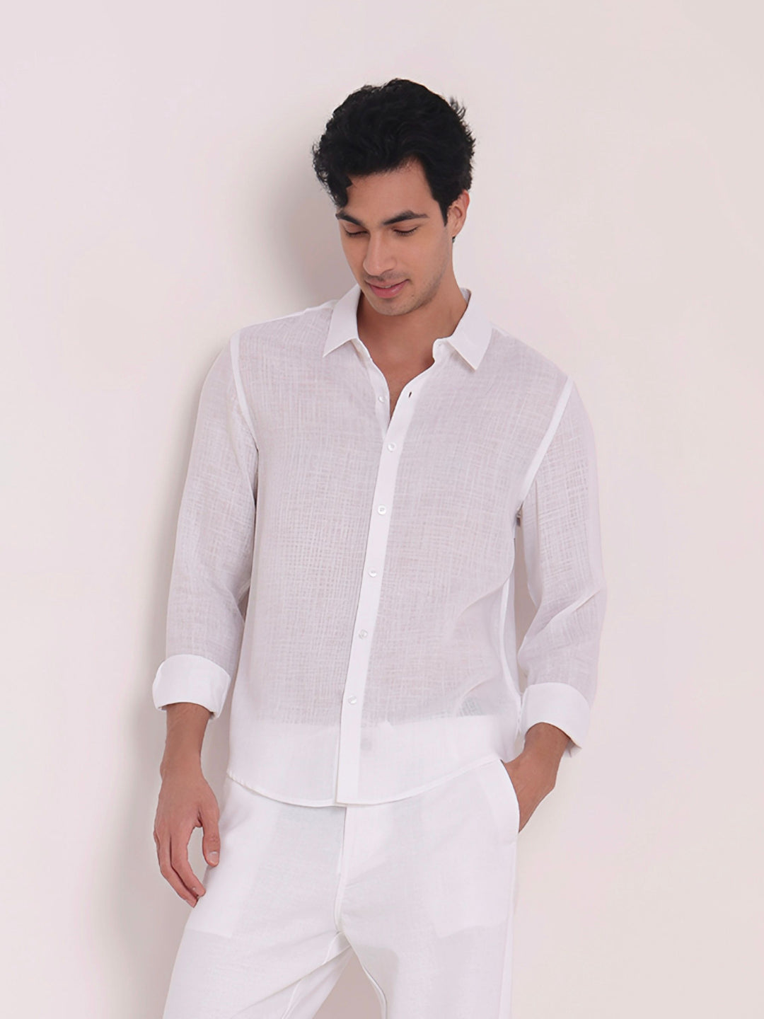 White Premium Linen Blend Shirt