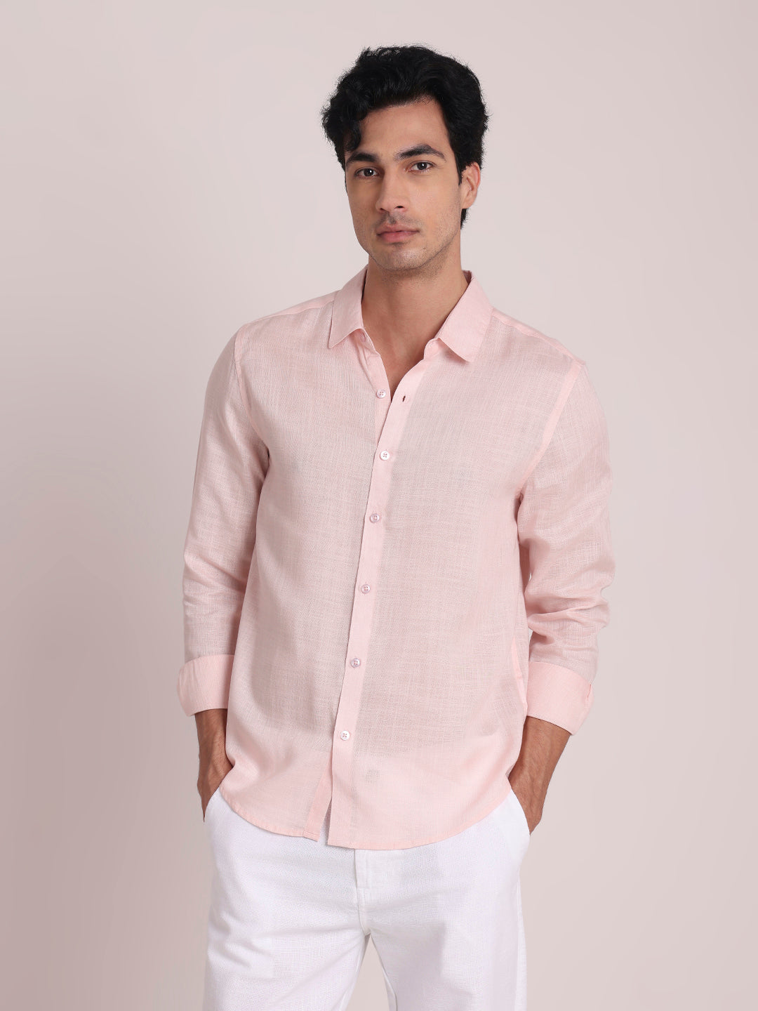 Light Pink Premium Linen Blend Shirt