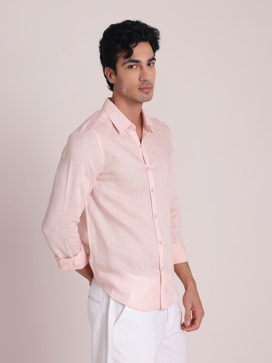 Light Pink Premium Linen Blend Shirt