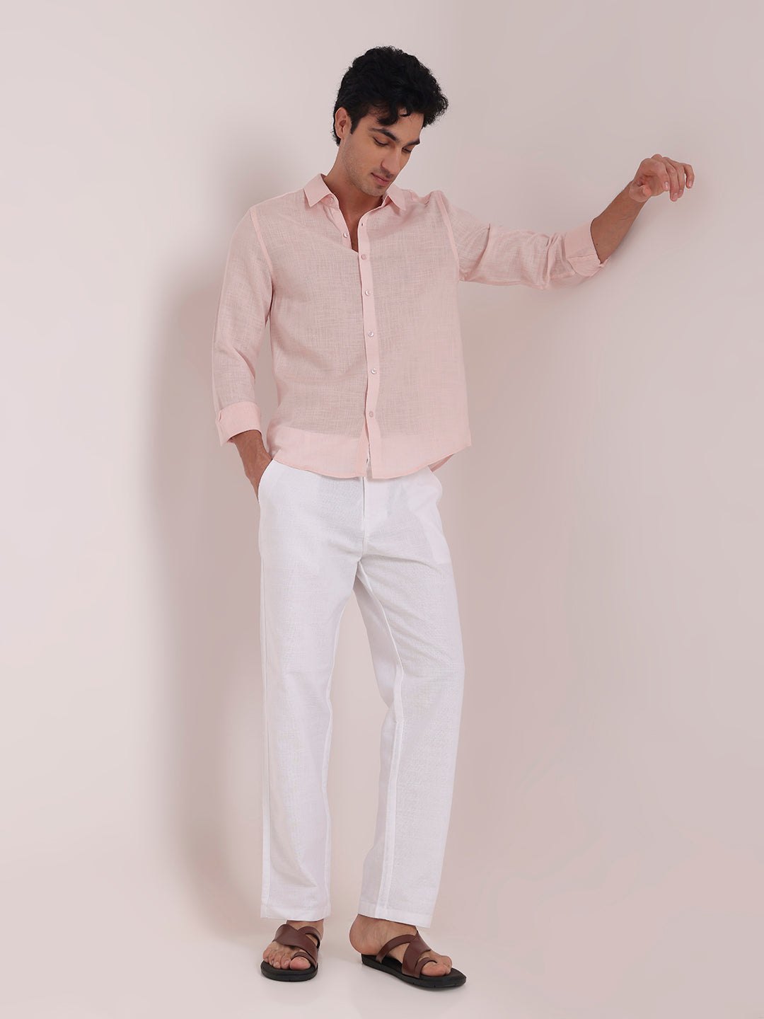 Light Pink Premium Linen Blend Shirt