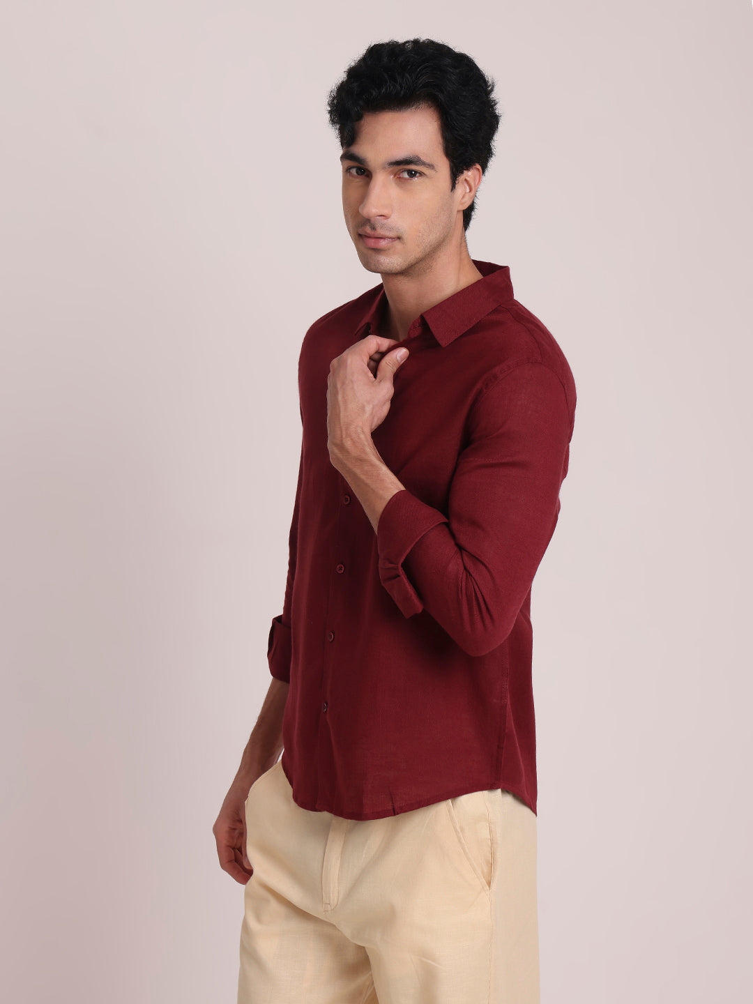 Maroon Premium Linen Blend Shirt