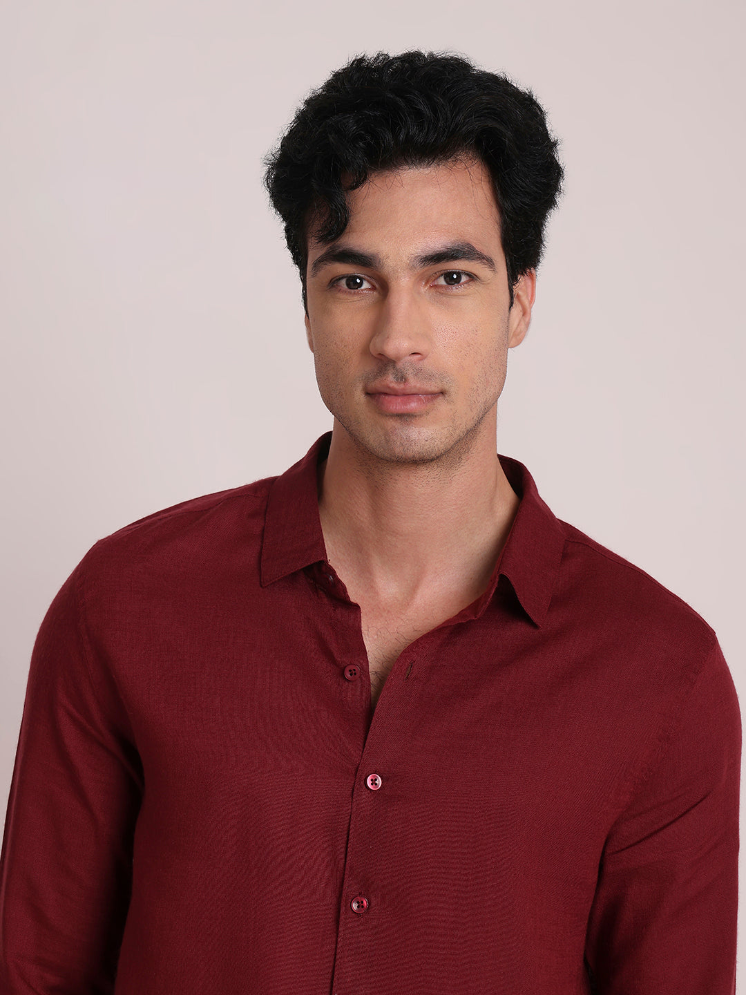 Maroon Premium Linen Blend Shirt