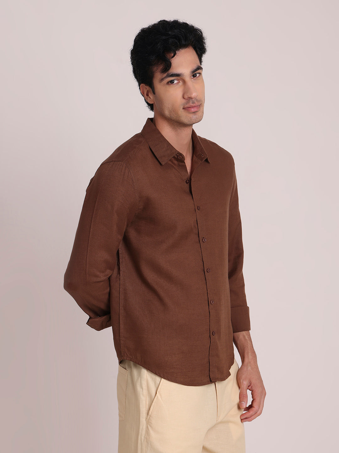 Khaki Premium Linen Blend Shirt