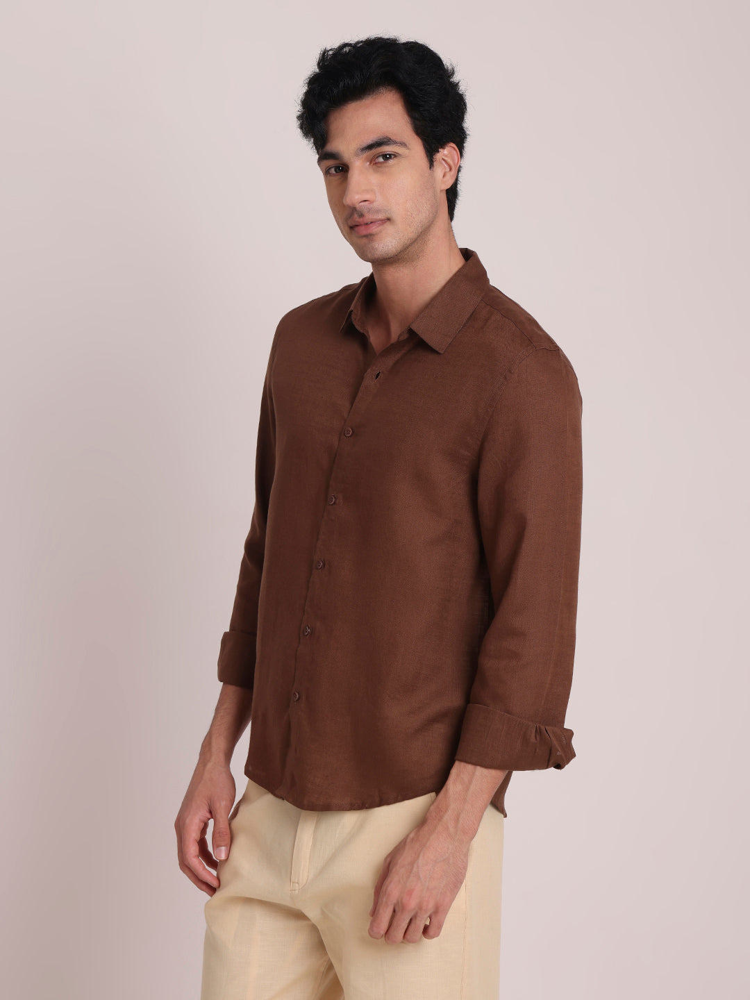 Khaki Premium Linen Blend Shirt