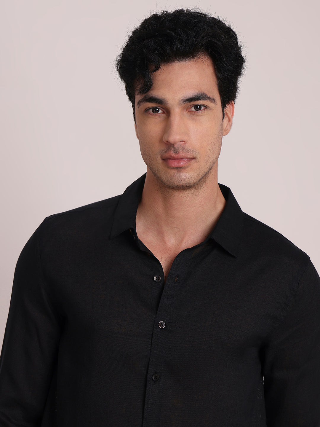 Black Premium Linen Blend Shirt