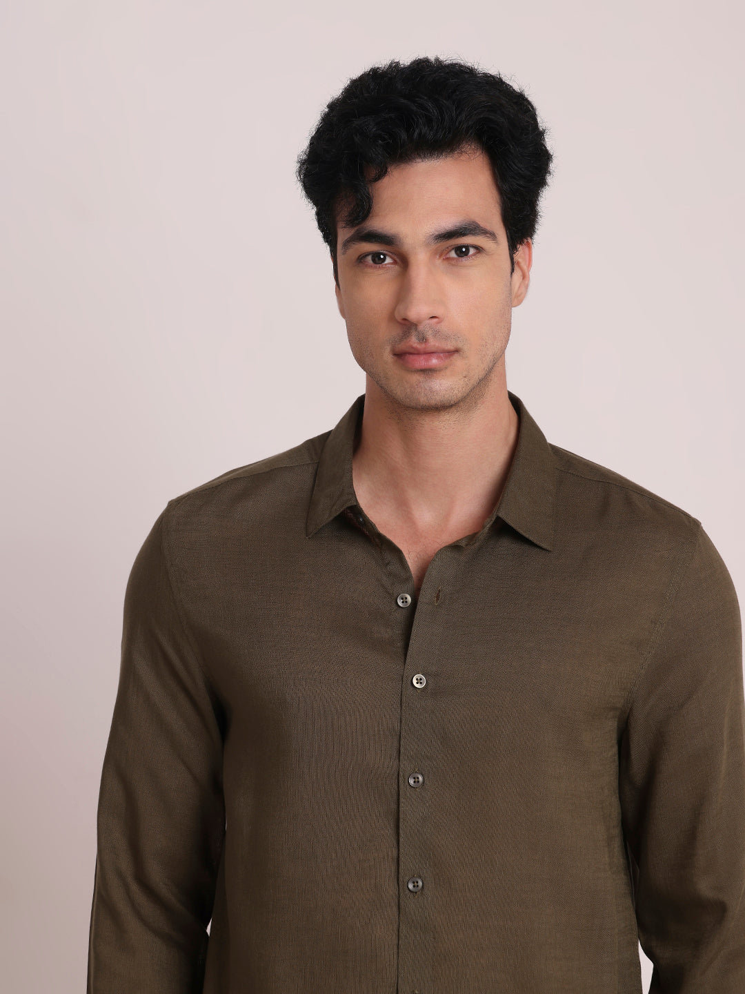 Dark Green Premium Linen Blend Shirt
