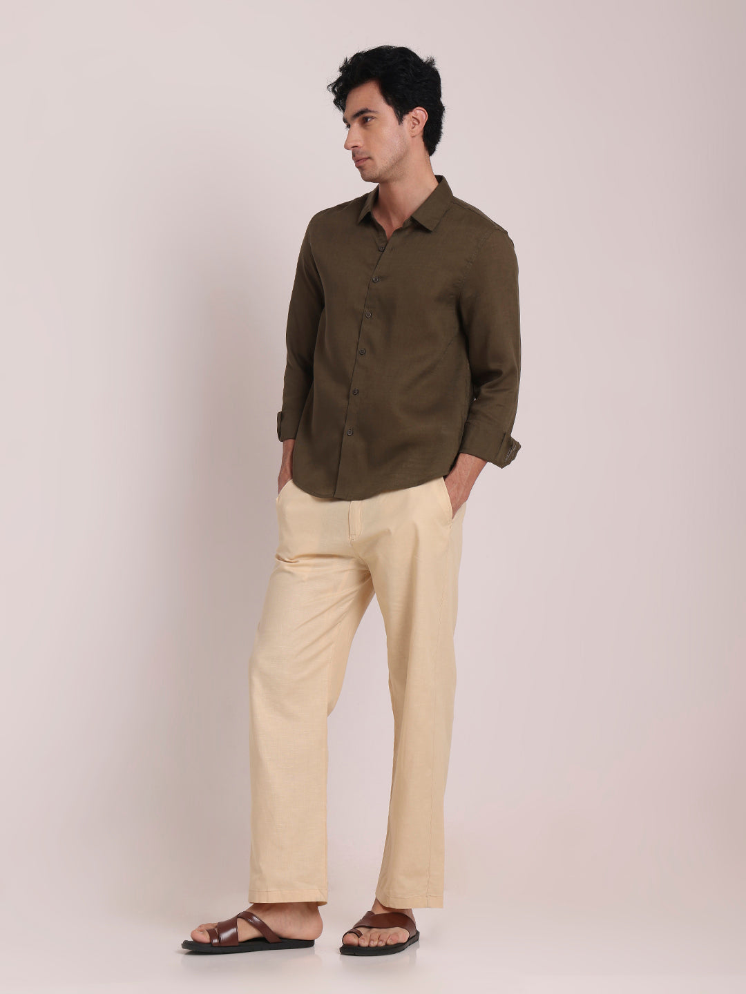 Dark Green Premium Linen Blend Shirt