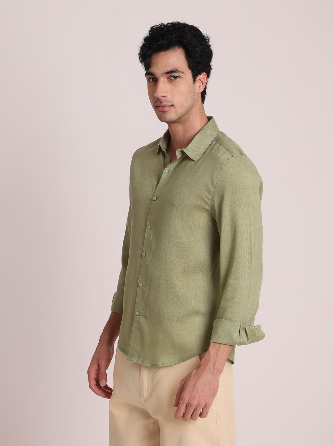 Olive Premium Linen Blend Shirt