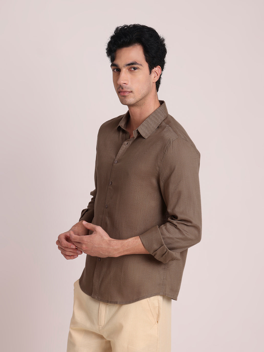 Beige Premium Linen Blend Shirt