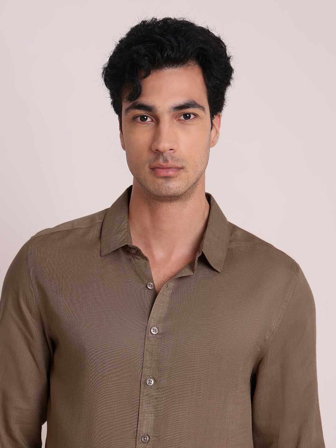 Beige Premium Linen Blend Shirt