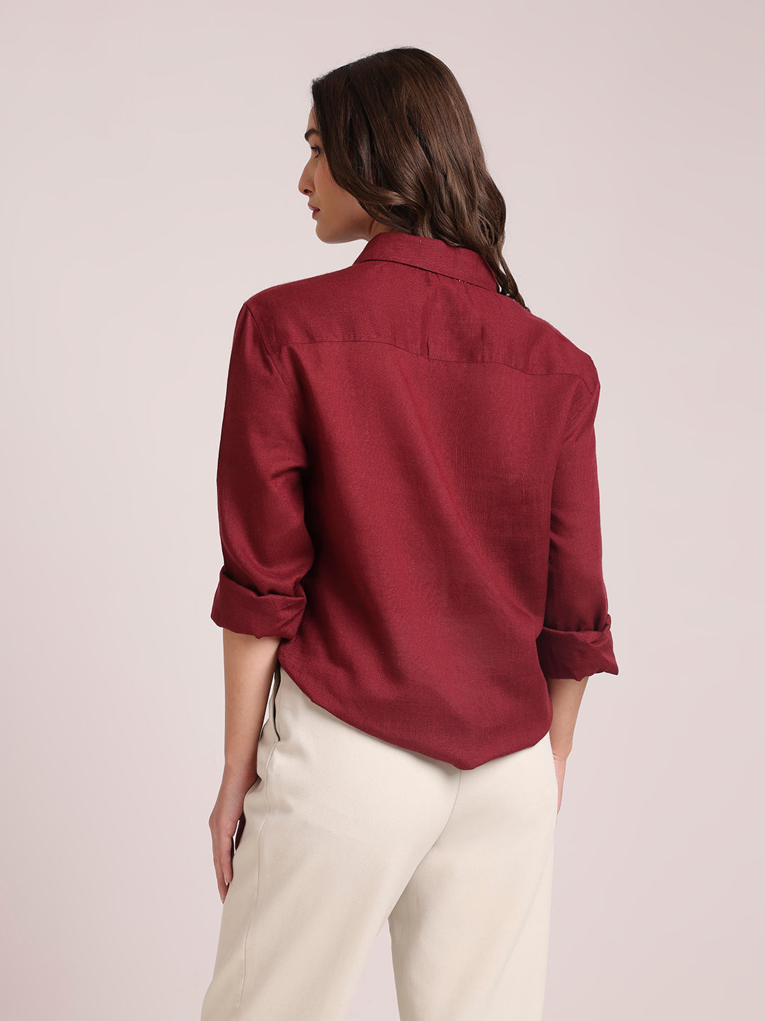 Maroon Premium Linen Blend Shirt