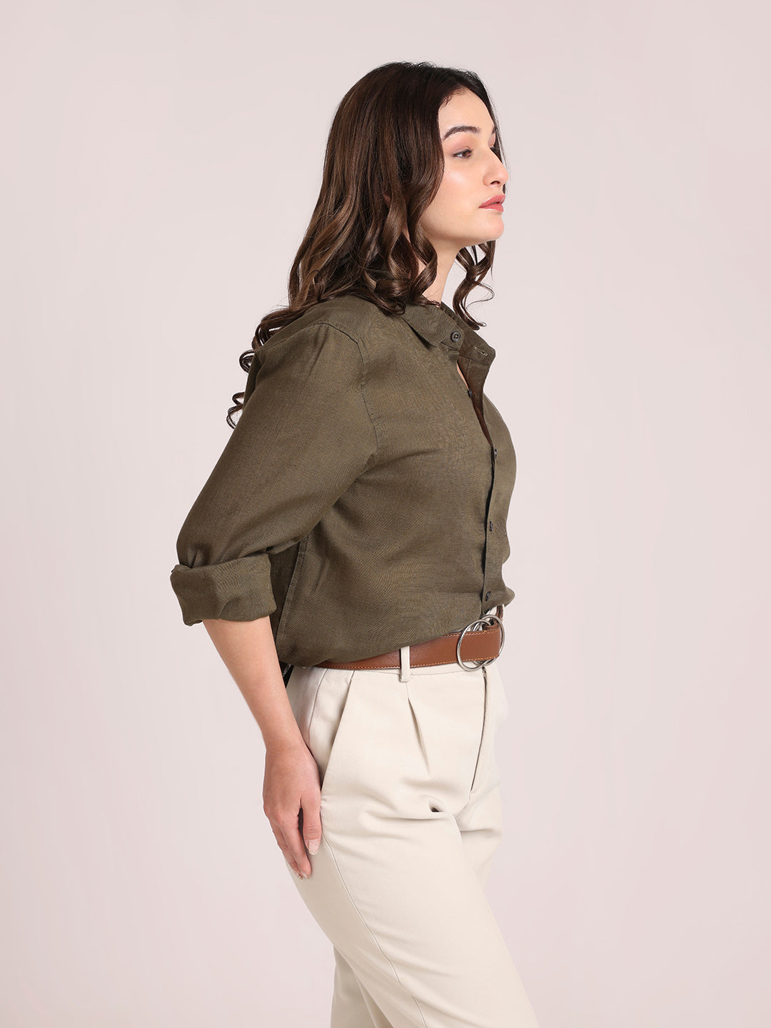 Dark Green Premium Linen Blend Shirt