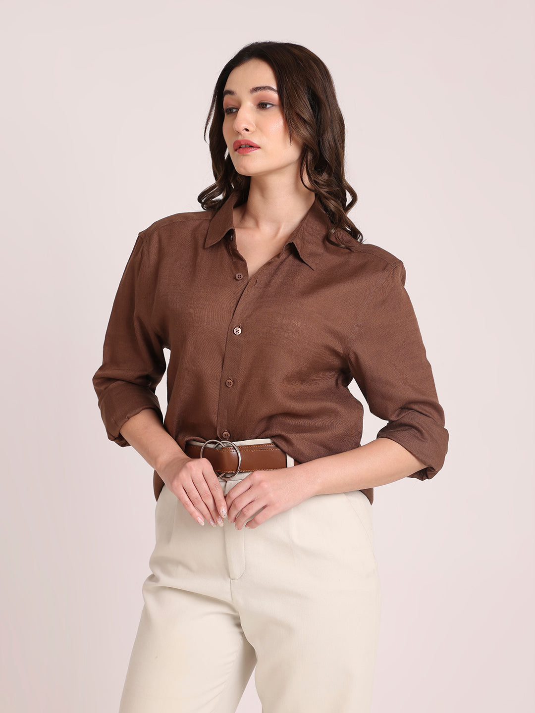 Khaki Premium Linen Blend Shirt