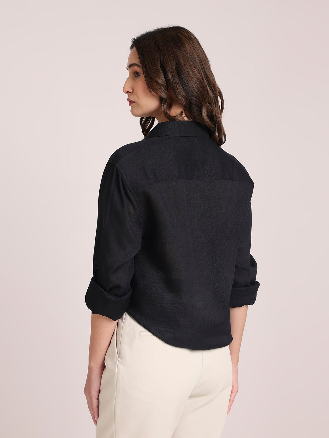 Black Premium Linen Blend Shirt