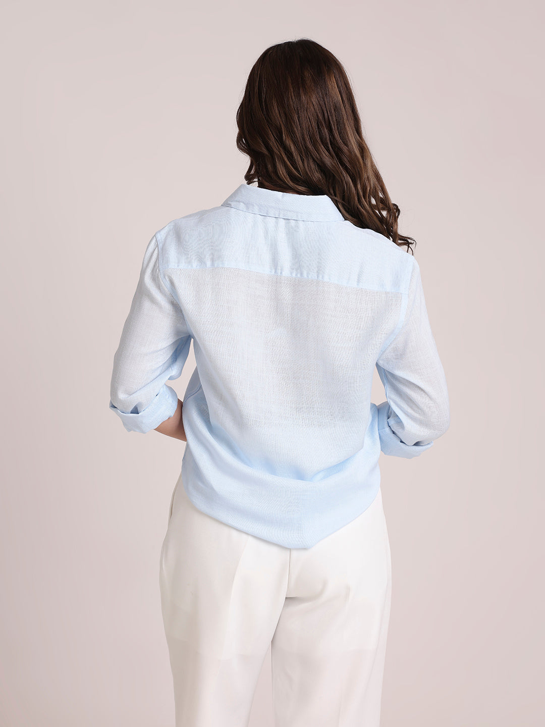 Light Blue Premium Linen Blend Shirt