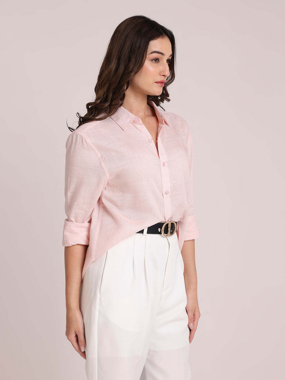 Light Pink Premium Linen Blend Shirt